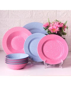 Buy 38 Piece Melamine Pure Set Round Polka Dot -Rose/Blue Granite in Egypt