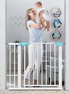 Buy Auto Close Baby Safety Gate Size 75 - 85+10Cm Extra Tall Wide Baby Child Gate Easy Walk Thru Pet Dog Gate For House Doorway Staircases Indoor Auto Close Safety Baby Gate 75-85+10 Cm Green in UAE