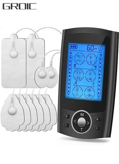 Buy 24 Modes Dual Channel Tens Unit Electro Muscle Stimulator Rechargeable Pulse Massager with Electrodes 10 Pads  20 Levels for Neck Back Arms Chronic Pain Relief Body Building in Saudi Arabia