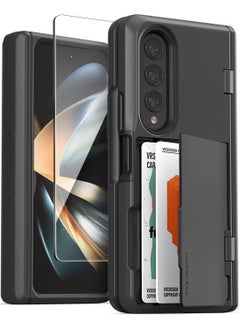 Buy Terra Guard Modern GO [Hinge Protection] for Samsung Galaxy Z Fold 4 Case Cover with [2 Card Holder Compartment] & Front Screen Protector - Matte Black in UAE