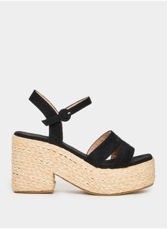 Buy Solid Ankle Strap Wedge Heel Sandals in Saudi Arabia