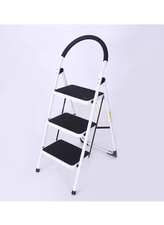 Buy Three-Step Folding Home Ladder Suitable for Indoor, Kitchen, Living Room, Step and Portable Step Ladder (Black and White) in Saudi Arabia