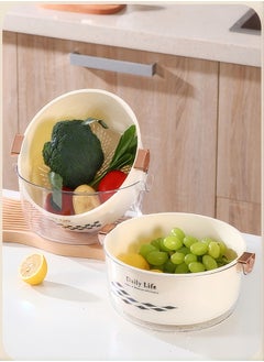 Buy Double-Layer Vegetable Sink Drain Basket, Kitchen Fruit Plate For Washing Rice And Fruits Vegetable Basket - One Large And One Small Circle in UAE