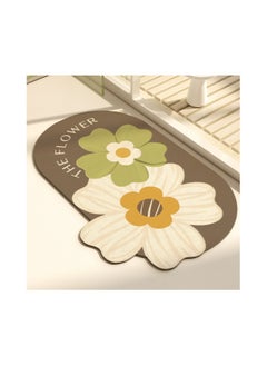 اشتري Simple Fresh Flower Bathroom Anti Slip Diatomaceous Floor Mat في السعودية