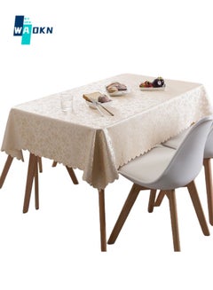 Buy 140x180cm Rectangular Flower PVC Tablecloth, 100% Waterproof, Oil-proof and Stain-proof Plastic Tablecloth Cover, Suitable for Kitchen and Restaurant Disposable Table Skirt (Beige) in UAE