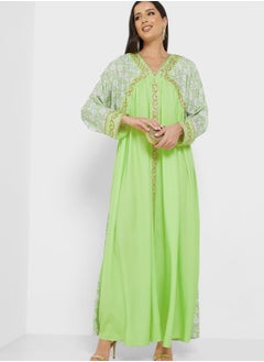 Buy V-Neck Printed Jalabiya in UAE