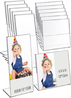 Buy Acrylic Photo Frames, 12Pcs Photo Acrylic Sign Holder, Clear Flyer Display Stand Slant Back Picture for Home Office Restaurant Desk Photo Display, 4x6"/6x4" Desktop Photo Picture Menu Document in Saudi Arabia