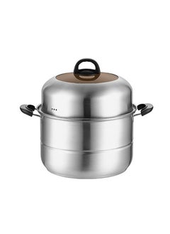 Buy Stainless Steel Steamer Thickened Double Layer Single Bottom 28cm in UAE