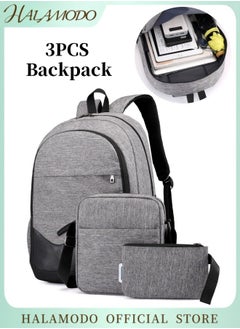 Buy 3PCS Backpack Computer Laptop Bag Set with Large Capacity Includes 1 Double-shoulder Backpack & 1 Cross Body Handbag & 1 Clutch Bag for Boys and Girls Suitable for School Hiking Holiday Business Trip in UAE