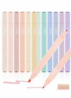 اشتري Double Head Highlighters 12 Colour Marker Pen Chisel Tip Assorted Colors With Soft Markers Felt tips Double-end Highlighter Pastel Highlighters, Dry Fast Easy to Hold في الامارات