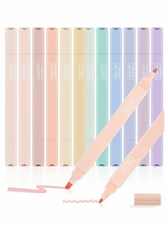 اشتري Double Head Highlighters 12 Colour Marker Pen Chisel Tip Assorted Colors With Soft Markers Felt tips Double-end Highlighter Pastel Highlighters, Dry Fast Easy to Hold في الامارات