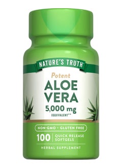 Buy POTENT ALOE VERA 5,000 MG** EQUIVALENT , 100 Quick Release Softgels in UAE