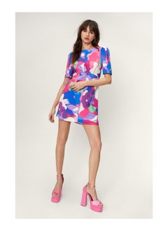 اشتري Bold Floral Printed Mini Shift Tea Dress في السعودية