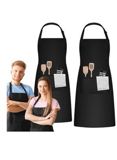 Buy Kitchen Apron, 2 Pack Kitchen Apron with Pocket, Water Oil Stain Resistant Chef Aprons, Chef Apron for Men Professional, Cooking Aprons for Women With Pockets, Adjustable Black Aprons in Saudi Arabia