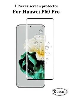 Buy Huawei P60 Pro Screen Protector, 9H Hardness Tempered Glass, 3D Curved Film HD Anti-Fingerprint Anti-Scratch Bubble Free Screen Protective Film for Huawei P60 Pro, Black/Clear in Saudi Arabia