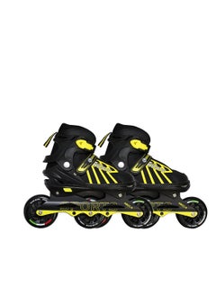 Buy Inline Adjustable Skates Medium Size 34 EUR (UK 1.5) - 38 EUR (UK 5) for 6 to 12 Years | Aluminium Chassis and 100 mm  Three Wheels | Skating Shoes in UAE