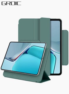Buy Tri-Fold Cover Compatible with Huawei MatePad Pro 12.6", Lightweight Stand Cover, Slim Soft Leather Back Case, Auto Sleep and Wake, Magnetic Mount Flat Case Green in Saudi Arabia