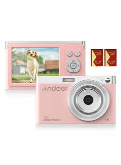 Buy Andoer Compact 4K Digital Camera Video Camcorder 50MP 2.88Inch IPS Screen Auto Focus 16X Zoom Anti-shake Face Detact Smile Capture Built-in Flash with 2pcs Batteries Carry Bag Wrist Strap for Kids in Saudi Arabia