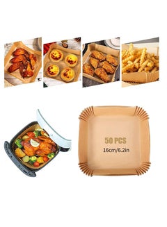 Buy Air Fryer Paper Liners 50Pcs Parchment Paper Air Fryer Disposable Paper Liner for Microwave Non-Stick Air Fryer Liners Square Free of Bleach (6.2IN) in Saudi Arabia