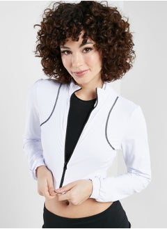 Buy Zip Front Contrast Athletic Jacket in UAE