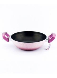 Buy Granite deep frying pan with non-stick coating pink color 26 cm in Saudi Arabia