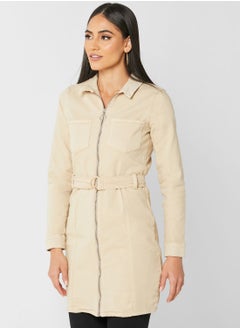 Buy Zip Detail Belted Dress in Saudi Arabia