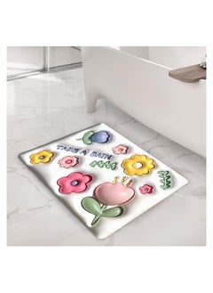 اشتري 3D Bath Floral Rugs Mat, Non-Slip Quick Dry Soft Diatomaceous Mud Floor Mat, Cute Water Absorbing Floor Mat for Bathroom Shower Sink Bathtub 31.5"×19.6" في السعودية