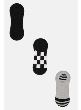 اشتري Men 3 Pairs Round Invisible Socks, Black Combo في الامارات