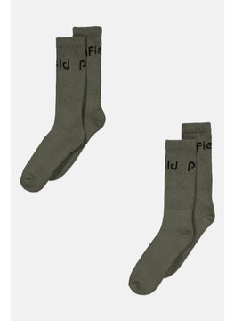 Buy Men 2 pairs Super Soft Touch Socks, Olive in UAE