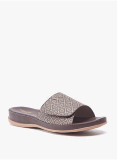 Buy Women All-Over Monogram Print Slide Sandals in UAE