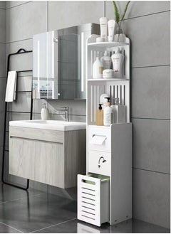 Buy 1-Piece Bathroom Multifunction Storage Cabinet Shower Shampoo Shelf Soap Organizer Storage Rack White 20x20x120 Centimeter in UAE