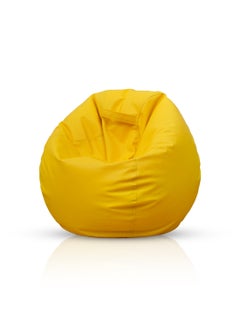 Buy PVC  Bean Bag Filled Multi Purpose Faux Leather Bean Bag Yellow in UAE