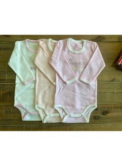 Buy Baby Bodysuit Long Sleeve Onesie (Pack of 3) Multicolor in UAE