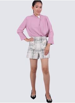 Buy Women's Casual Checkered Flat Front Two Pockets Short in Snow White in UAE