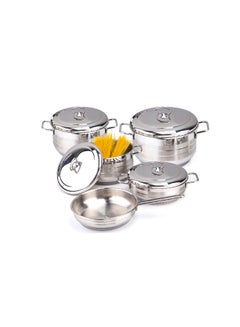 Buy 9 Pieces Stainless Steel Cookware Set With Stainless Steel Lid in Saudi Arabia