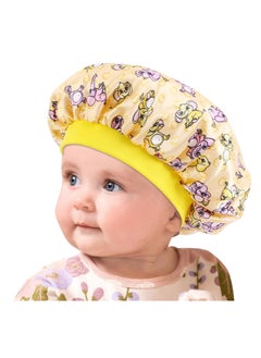 Buy Stain Bonnet for Baby Wide Bonnet Silk  Night Sleep Cap for Toddler Hair Child Shower Cap Teens Kids, Children Infant Newborn Babies Girls for Natural Hair Kids Children Infant Yellow in Saudi Arabia