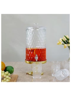 Buy Aresha Beverage Dispenser With Shiny Coated Glass Pedestal Base 8L 23X23X53 Cm Clear in UAE