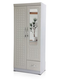 اشتري 2 Door Wooden Wardrobe MH-8821-WHITE Cabinet Cupboard Engineered Wood Perfect Modern Stylish Heavy Duty With Mirror في الامارات