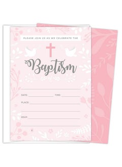 Buy Baptism Invitations For Baby Girls 25 Fill In The Blank Style Cards And Envelopes. in Saudi Arabia