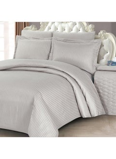 Buy Hotel Style King Comforter Bedding Set - 1 King Comforter 1 Bedskirt (200x200+30+45cm with 100gsm Filling) 2 Pillow Shams 2 Pillow Cases -  Stripe Fabric Hotel Collection in Saudi Arabia