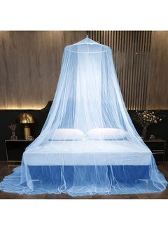 اشتري Round Lace Dome Bed Canopy Mosquito Net For for Single Twin Full Queen King Size Bed or Outdoor Polyester Blue 60x260x1100centimeter في السعودية