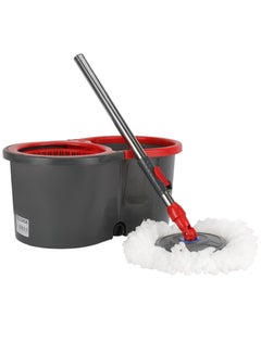 اشتري Shine Sweep Spin Easy Mop 16Ltr Mop And Bucket Set With Adjustable Height Microfiber Mop Head 360 Degree Rotating Plate في الامارات