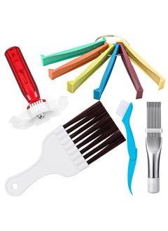 Buy Air Conditioner Fin Cleaner Set, 3 Different Fin Comb Condenser Fin Straightener and 2 Different Brush Condenser, Radiator Repair Clean Tool Set, Air Conditioning Cleaning Tools in Saudi Arabia