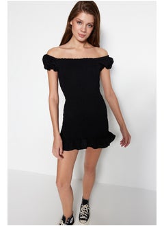 Buy Black Fitted Mini Gimped Woven Dress TWOSS23EL00892 in Egypt