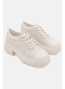 اشتري Women Medium Gei Solid Lace Up Casual Shoes, White في الامارات