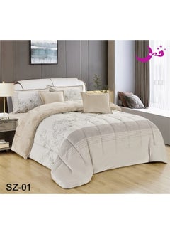 Buy 6 Pieces Winter Comforter Set One Velvet Side And One Side Fur Queen Size 230x250 cm in Saudi Arabia