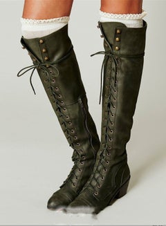 Buy Fashion Knee High Boots For Women Green in UAE