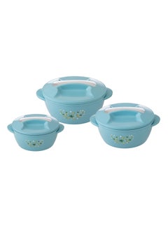 Buy A set of food containers, stainless steel with plastic inside and outside, 1/2/3 liter blue in Saudi Arabia