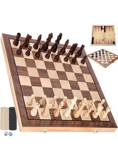 Buy Wooden Chess Set 15"x15", 3-in-1 Chess Board Games with Folding Chess Board, Chess&Checkers, Backgammon, Tic Tac Toe Games, Travel Folding Chess Board Game Sets for Adults and Kids in Saudi Arabia