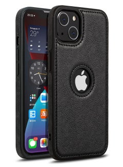Buy iPhone 13 Case Luxury Vintage Premium Leather Back Cover Soft Protective Mobile Phone Case for iPhone 13 6.1" black in Saudi Arabia